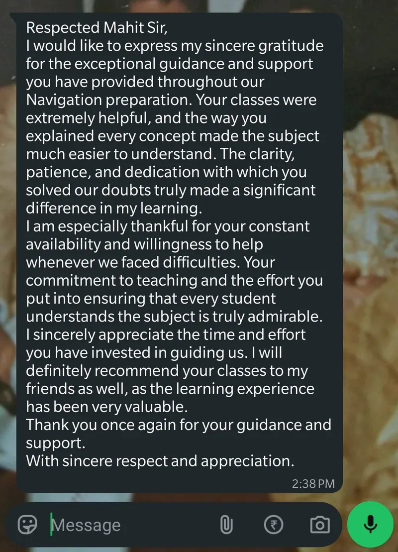 WhatsApp feedback from Shrushtii for Pankh Aviators