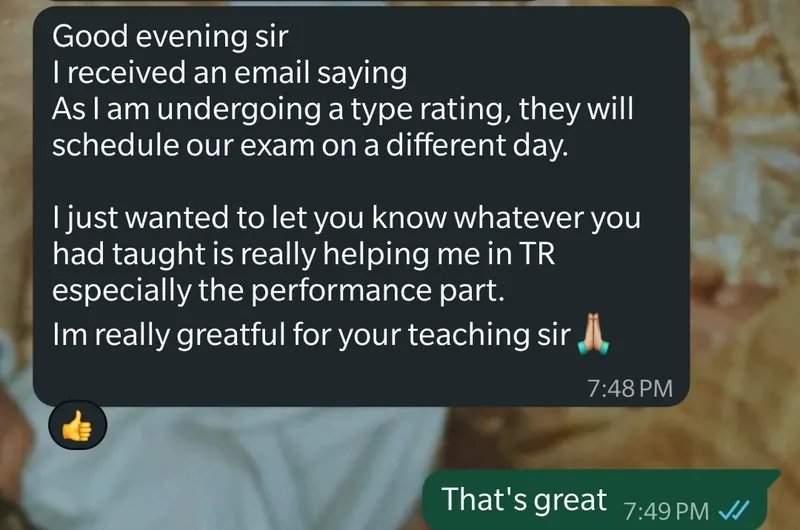 WhatsApp feedback from Sushmit M S for Pankh Aviators